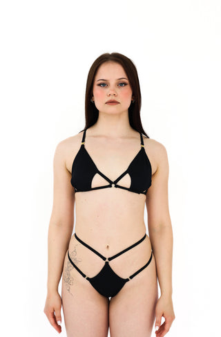 Diamond Pole Dance Bikini Set Black