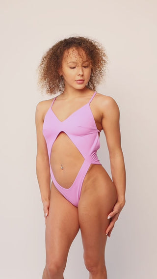 Pole dance bodysuit  pink ECONYL one-piece swimwear and activewear, model showcase video