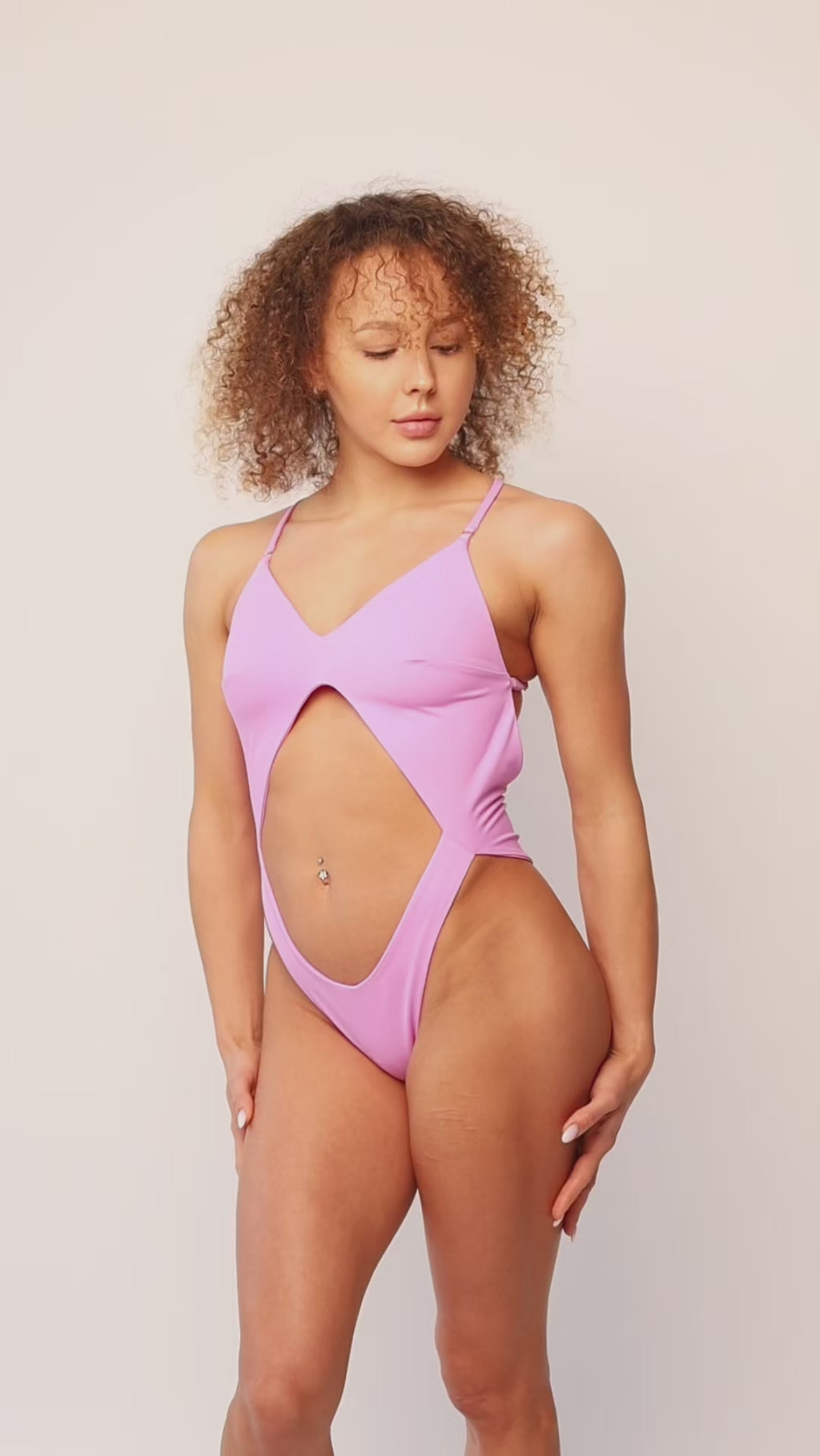 Pole dance bodysuit  pink ECONYL one-piece swimwear and activewear, model showcase video