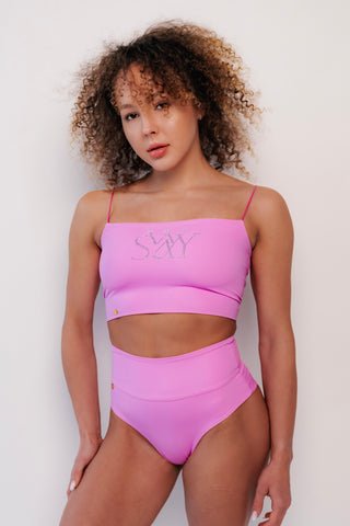 Pole dance wear: Sway Agata - strappy elastic back top - in sakura pink - great for pole and gym