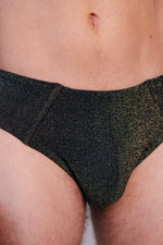 Sustainable mens polewear: Sway Alton - mens pole shorts - viscose lining - in starry night black sparkle - sparkly pole wear - recycled lurex viscose-lined