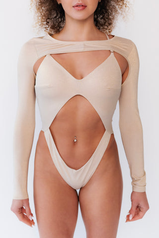 Lauren Sparkly Longsleeve Shrug Champagne Gold