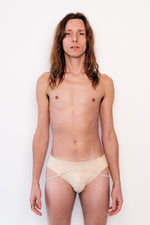 Sustainable mens polewear: Sway Nathan - mens pole shorts - viscose lining - in champagne gold sparkle - sparkly pole wear - recycled lurex viscose-lined