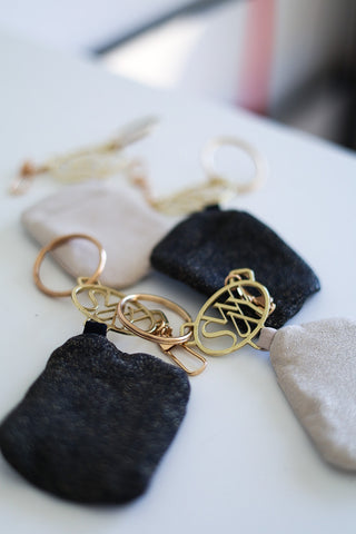 Sway Logo Keychain Champagne Gold - Sparkly Pole Dance Accessory with Storage Pouch