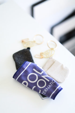 Sway Logo Keychain Champagne Gold - Sparkly Pole Dance Accessory with Storage Pouch