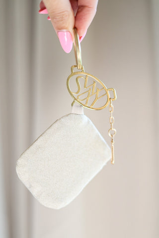 Sway Logo Keychain Champagne Gold - Sparkly Pole Dance Accessory with Storage Pouch